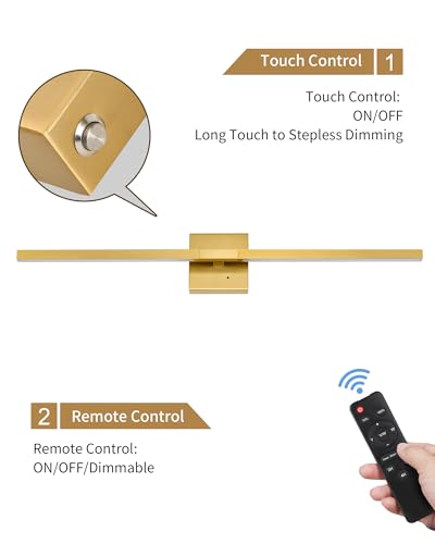 Gold Battery Operated Wall Sconces with Remote Control (2 Count)