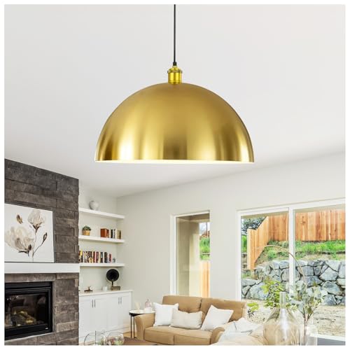 Large Brushed Gold Pendant Light