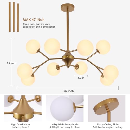 39" Reddsh Sand Gold Sputnik Chandelier 10