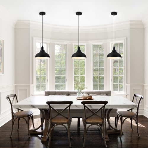 1 Pack Farmhouse Dome Pendant Lights for Kitchen Island Black