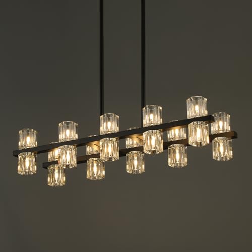 20 Lights L32" Black Crystal Chandeliers for Dining Room Light Fixture