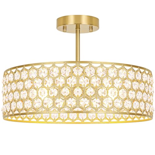 Gold Crystal Ceiling Light Fixture