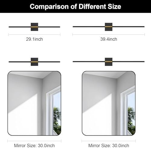 Wall Sconces Set of Two with Remote Control 29.1 in Dimmable Black Gold Battery Operated Wall Lights 350° Ratation 3000K (2 Count)