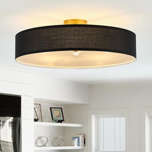 Black and Gold Semi Flush Mount Ceiling Light Fixture