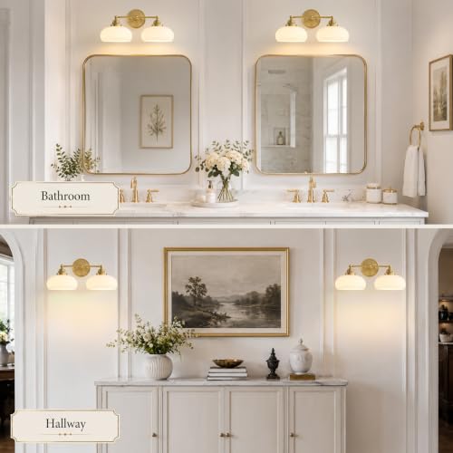 Vintage Milk Glass Wall Sconce (Antique Brass)
