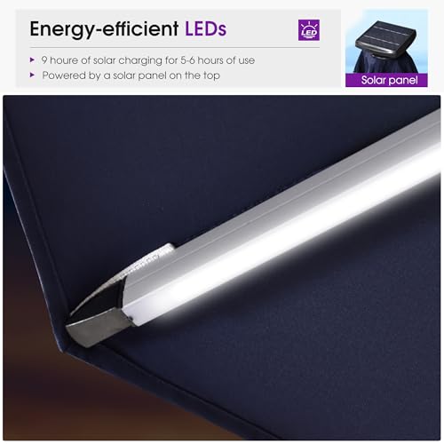 Patio Umbrella with Base 13ft LED Light Double Top