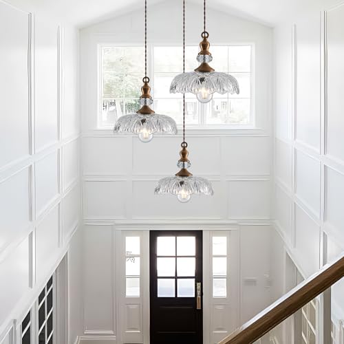 Vintage Glass Pendant Light Fixture 2 (2 Count)