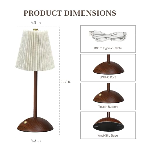 Small Vintage Cordless Table Lamp