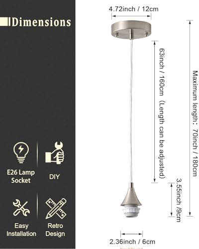 Vintage Brushed Nickel Pendant Light Kit