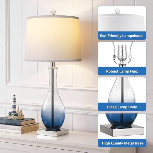 27" Navy Blue Bedside Desk Lamps for Nightstand Decorations (2 Count)