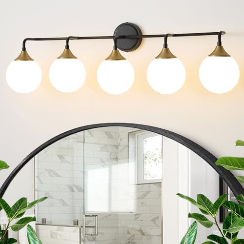 Black Gold Bathroom Light Fixtures Over Mirror Vanity 5