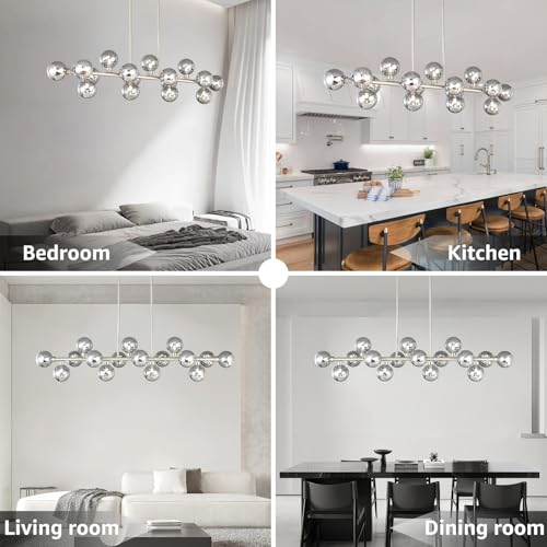 55" L Brushed Nickel Linear Chandelier 16