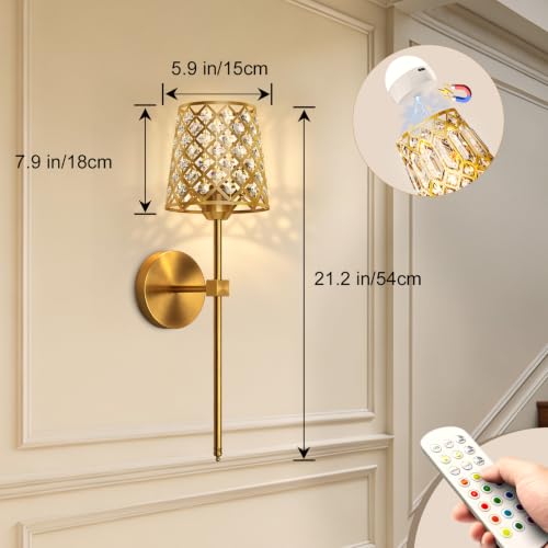 Crystal Battery Operated Wall Sconces Set of 2
