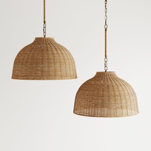 Augustine Modern Farmhouse Rattan Pendant Light (2 Count)