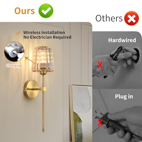 Battery Operated Crystal Wall Sconces Set of 2