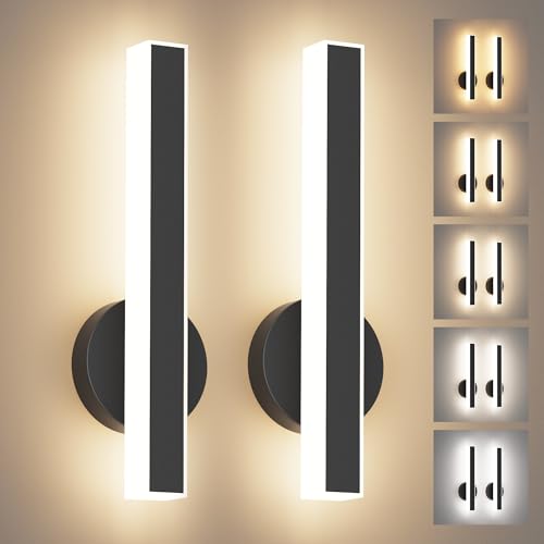 Black Wall Sconce Hardwired Modern LED 18W Wall Sconce Set of Two