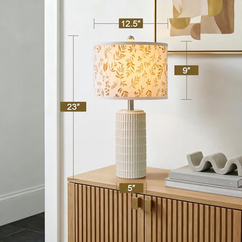 23'' Dried Flowers Table Lamp for Bedroom Nightstands