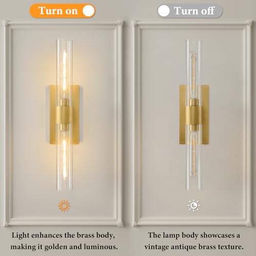 Gold Brass Bathroom Wall Sconce (2 Count)