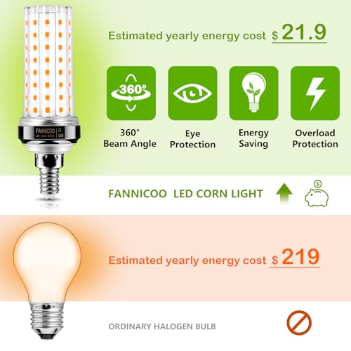 E12 LED Bulb 6pcs 20W LED Corn Light Bulb 150W Equivalent 2500Lumen 3000K Warm White Non (6 Count)