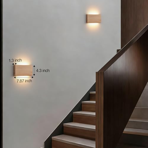 Wood Wall Sconce Indoor Wall Lights Hardwired 2 Pack Up and Down Wall Mount Light for Living Room Bedroom Hallway Lights