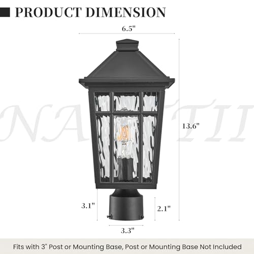 Outdoor Light Post Black Outdoor Post Light Fixtures Waterproof Aluminum Pillar Lights Outdoor 13.6 Inch Height 2 (2 Count)