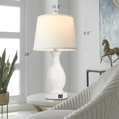Set of 2 Table Lamps with USB C+A Fast Charging Ports (2 Count)