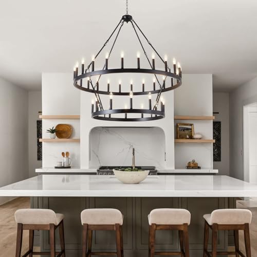 48" Black Wagon Wheel Chandelier 2