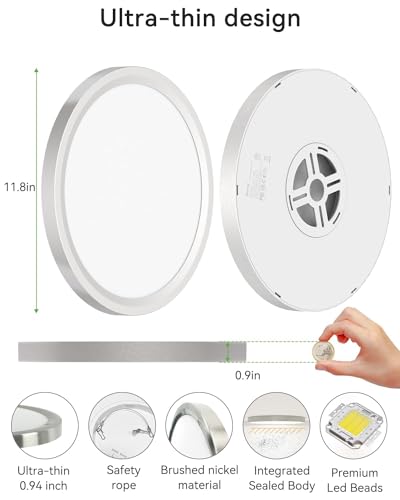 Silver Flush Mount Ceiling Light (2 Count)