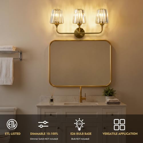 Bathroom Light Fixtures (Brushed Brass / 3 Light)