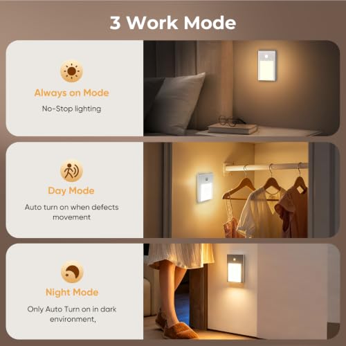 3 Pack Rechargeable Stair Lights Motion Sensor 1800mAh Battery Powered (3 Count)