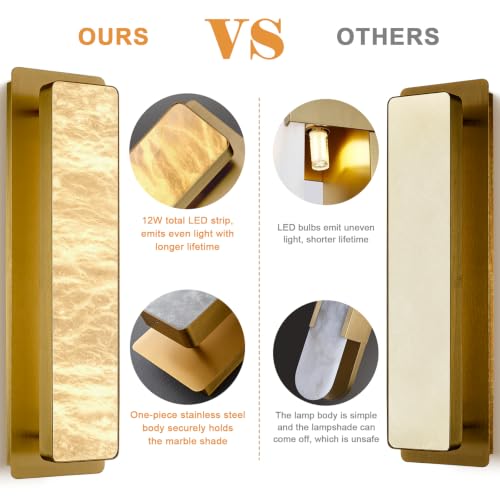 19.7" Brass Alabaster Wall Sconces