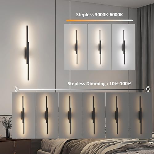 Black Wall Sconces Set of Two Battery Operated Wall Sconces 3000K (2 Count)