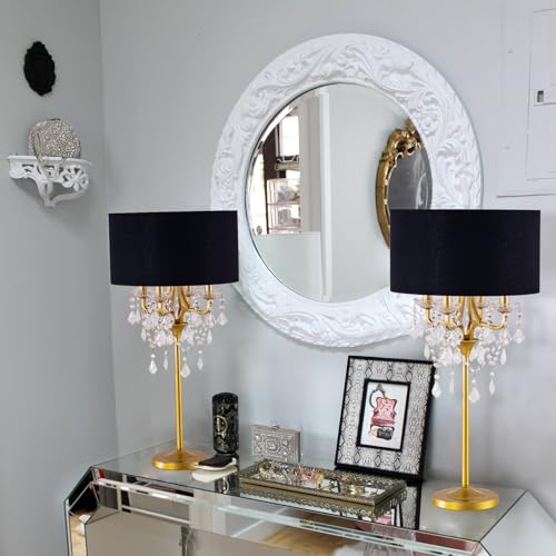 Drum Shade Gold Crystal Table Lamp