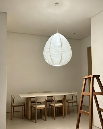 Linen Pendant Light Shade 24 Inches Egg Shape Hanging Lamp Shade