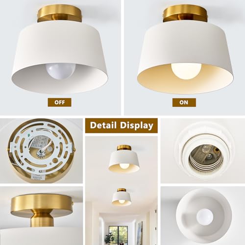 3 Pack White and Gold Modern Semi Flush Mount Ceiling Light Fxiture 10 in (3 Count)