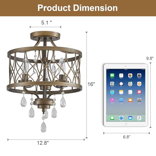 Farmhouse Crystal Ceiling Light Fixture (3 Count)