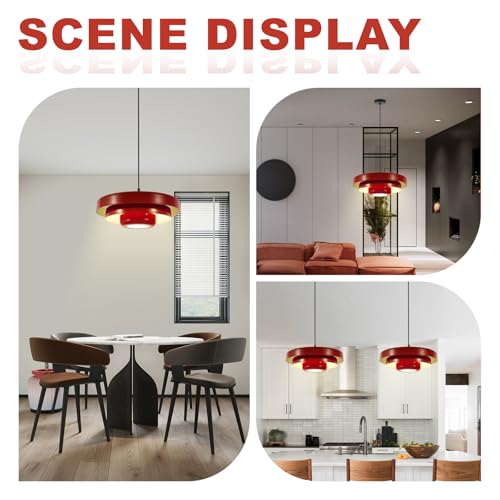 Red Adjustable Pendant Light Fixture Mid Century Hanging Light