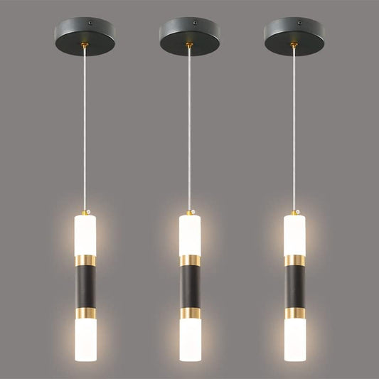 Modern Kitchen Island Light Fixture Dimmable LED Black Mini Pendant Light Bedroom Bedside Table Black Gold Small Pendant Lighting (3 Count)