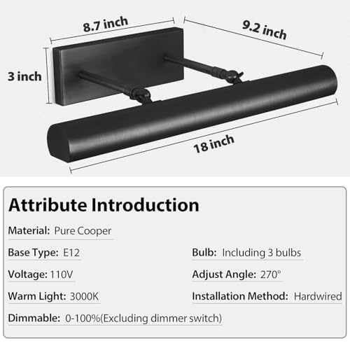 18'' Bronze Picture Light Hardwired