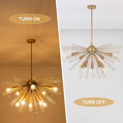 10 Light Gold Sputnik Chandeliers