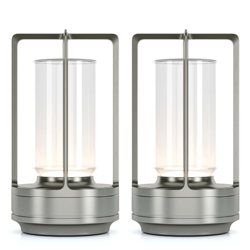 Rechargeable Cordless Small Metal Table Lamp (2 Count)