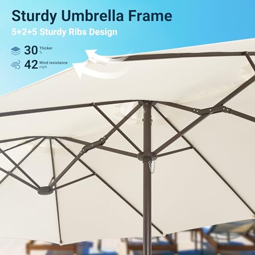15 Ft Double Head Umbrella Outdoor Patio With Base