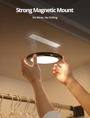 Black Battery Powered Motion Sensor Ceiling Lights Wireless