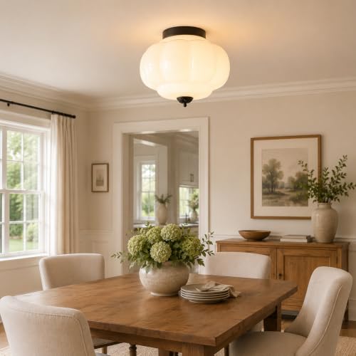 Milk Glass Flush Ceiling Light