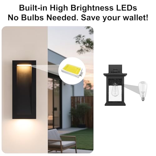 Modern Outdoor Wall Light with LED (2 Count)