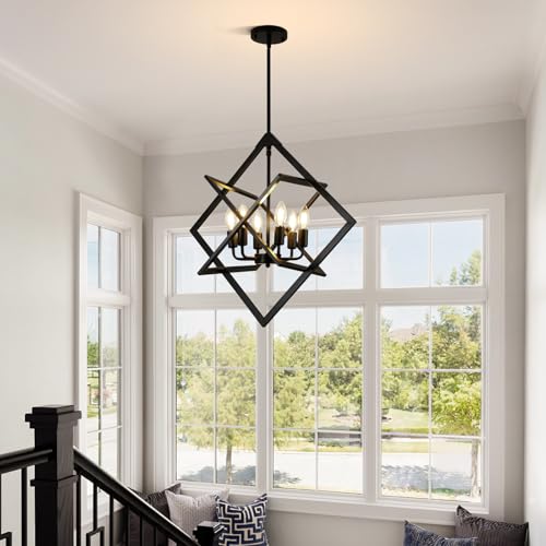 24" Modern Black Chandelier for Dining Room