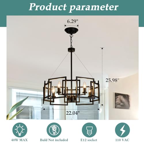 Modern Chandelier Black Geometric Pendant Lighting Fixture 5