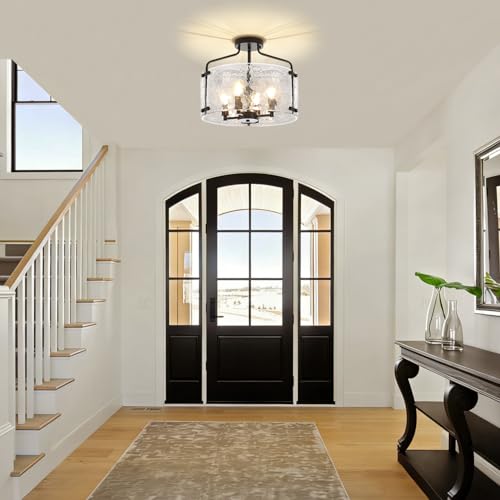 Modern Black Semi Flush Mount Ceiling Light