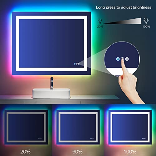 40"X30" RGB LED Bathroom Mirror with Lights