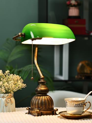 Retro Green Glass Bankers Desk Lamp